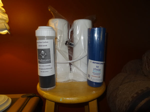 Double White Countertop Water Filter with 1 Bone Char and 10 Stage Premium Plus