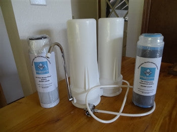 Fluoride and Chloramine Double White Countertop Housing  with 1 Bone Char and 1 Wide Spectrum/Chloramine filter