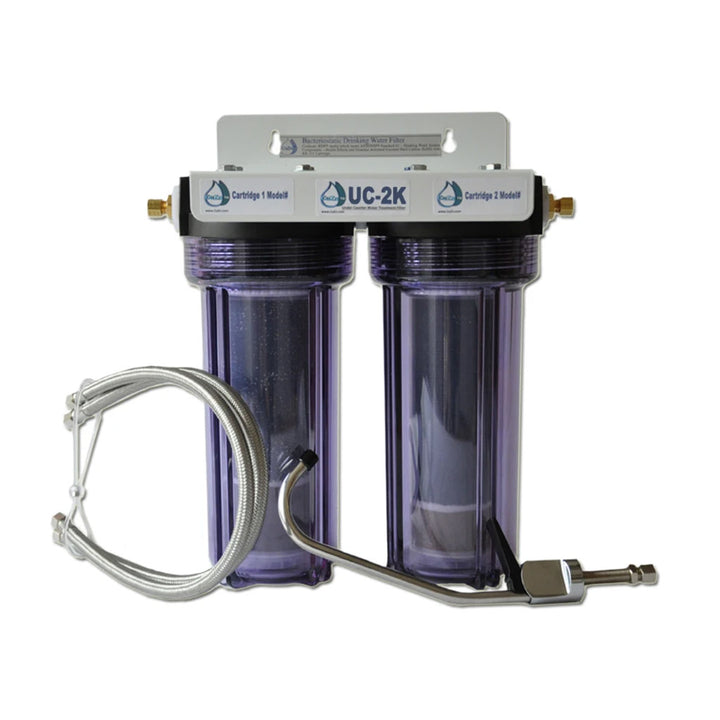 UC-2K Double Under-Counter Water Filter by CuZn with (1) KR-101A and (1) CR-1 filter