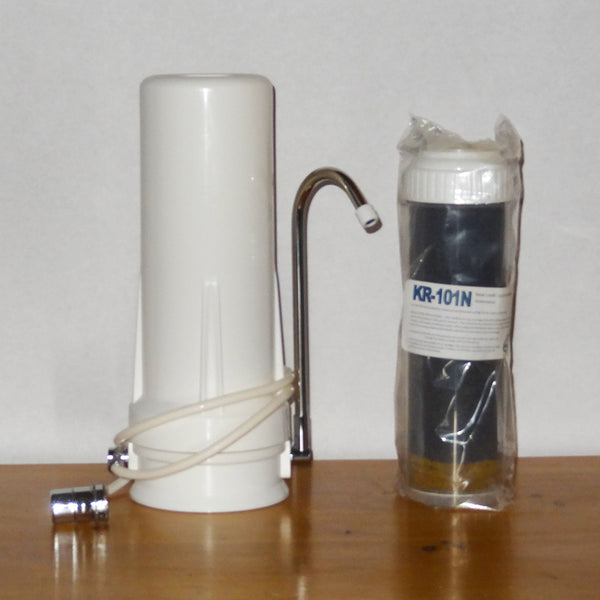 White Plastic Counter Top Housing Bundle with 1 Wide Spectrum Water Filter