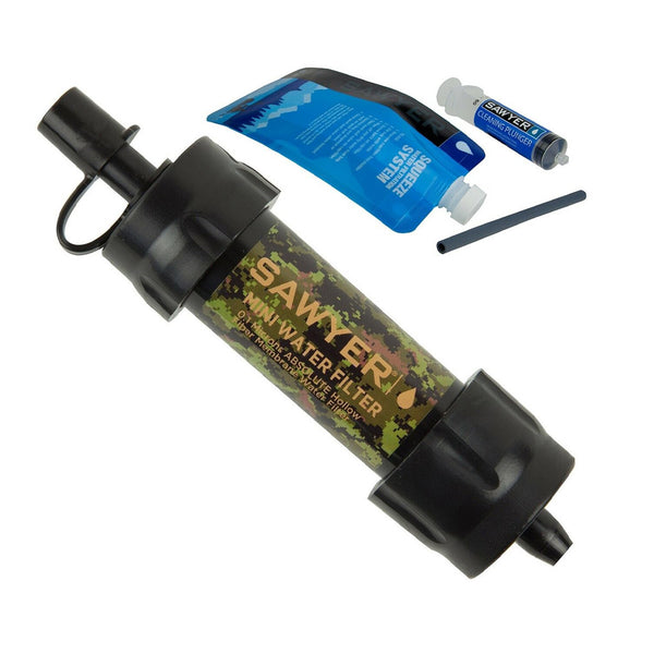 sawyer mini hiking water bottle filter camo